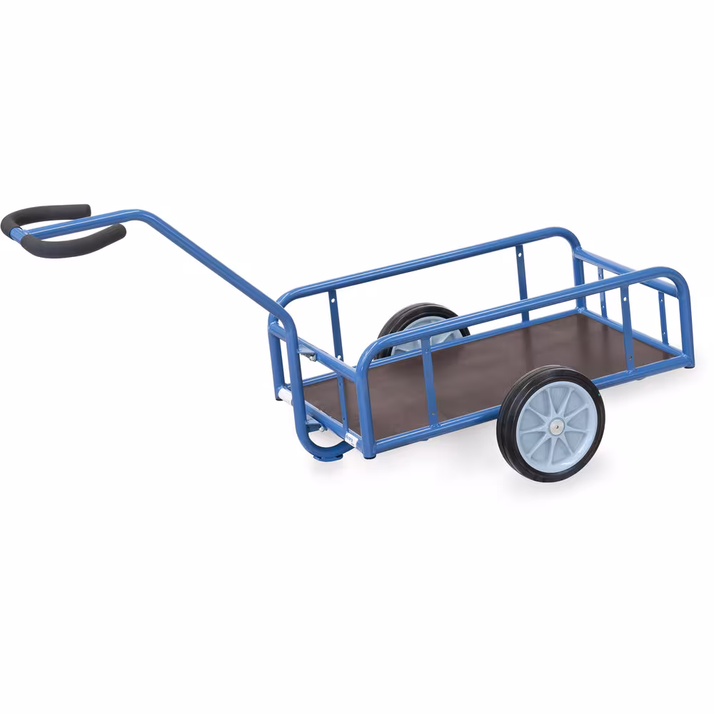 Handwagen 4104V - Vollgummiräder Ø400 mm Breite 545 mm, Länge 845 mm von der Marke Fetra Handwagen schwer offen aus Stahlrohr geschweißt, pulverbeschichtet, brillantblau RAL 5007 Typ Bereifung: Vollgummi aus der Kategorie Handwagen/Pritschenwagen mit der Artikelnr. 4104V