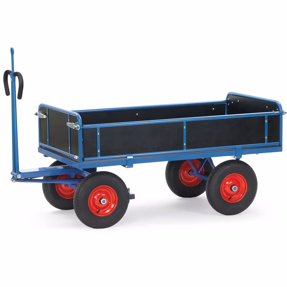 Handpritschenwagen Bordwände mit Zugöse Baukasten-System aus Profilstahl geschweißt, pulverbeschichtet blau RAL 5007, 4 Eckhülsen Typ Ladeflächenlänge: 1600 mm aus der Kategorie Handwagen/Pritschenwagen mit der Artikelnr. 6455LZ