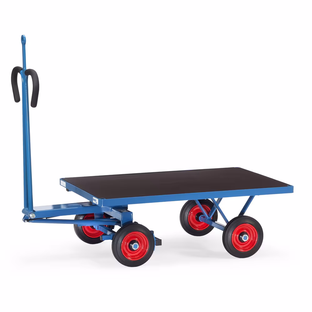 Handpritschenwagen 6403VZ mit Zugöse Breite 800 mm, Länge 1200 mm, Bereifung Vollgummi von der Marke Fetra Handpritschenwagen offen mit Zugöse pulverbeschichtet blau RAL 5007, 4 Eckhülsen, Drehschemel-Lenkung mit Kugelkranz Typ Ladeflächenbreite: 800 mm aus der Kategorie Handwagen/Pritschenwagen mit der Artikelnr. 6403VZ