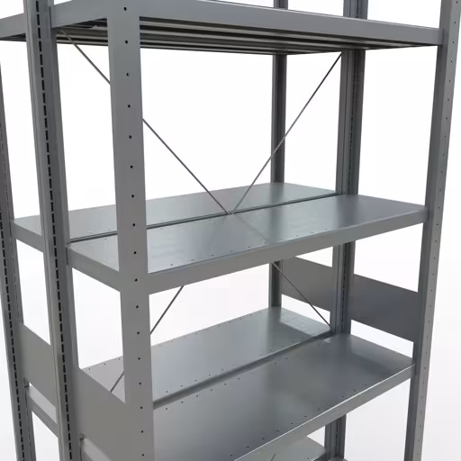 Produktbild Nr.13 des Artikels Grundregal, Doppelregal, Fachbodenregal Stecksystem MULTIplus250, 3000 x 1000 x (2x300) mm (HxBxT), 2x7 Fachböden, Kreuzstrebe, verzinkt aus der Produktreihe Fachbodenregale von der Marke Schulte Lagertechnik