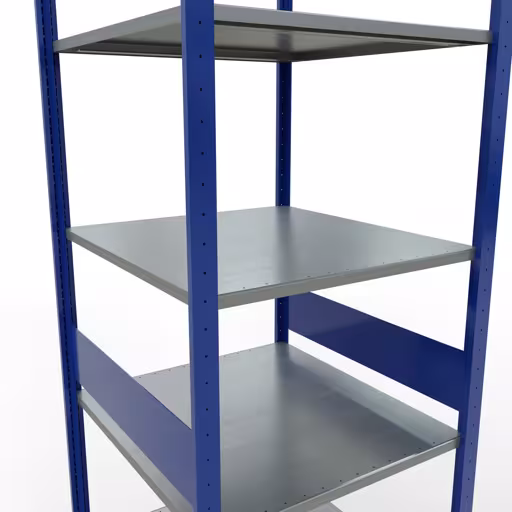 Produktbild Nr.6 des Artikels Grundregal, Fachbodenregal Stecksystem MULTIplus150, 3000 x 750 x 800 mm (HxBxT), 7 Fachböden, Längenriegel, RAL 5010 enzianblau/verzinkt/verzinkt aus der Produktreihe Stecksystem von der Marke Schulte Lagertechnik