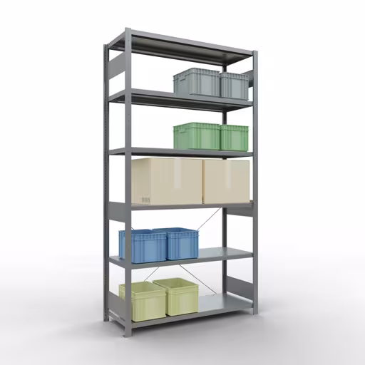 Produktbild Nr 13 des Artikels Stecksystem Grundregal 2500x1300x500 mm, Typ 250 kg, verzinkt Abbildung Nr 13 des Artikels Stecksystem Grundregal 2500x1300x500 mm, Typ 250 kg, verzinkt aus der Produktgruppe Stecksystem von der Marke Schulte Lagertechnik