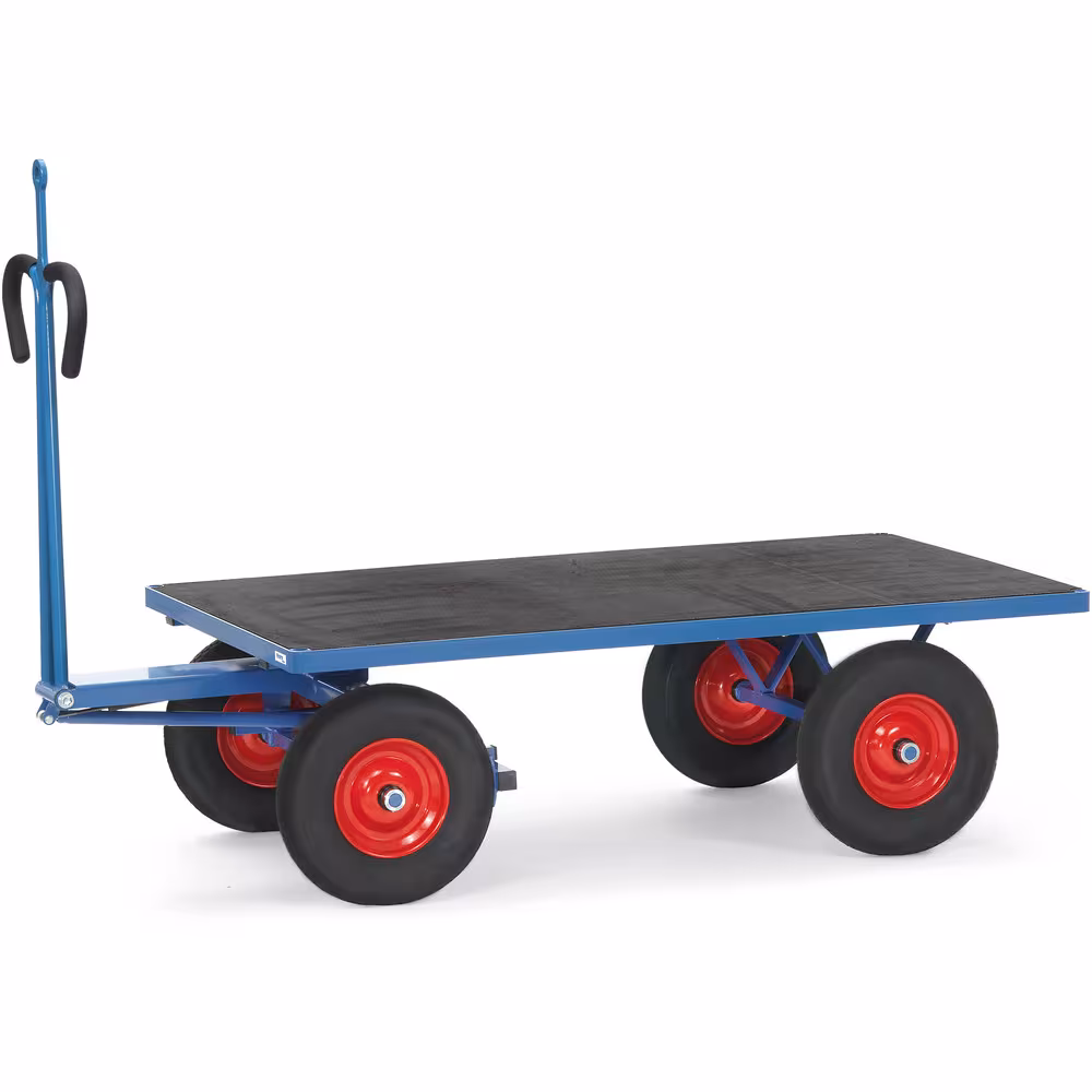 Handpritschenwagen 6404VZ mit Zugöse Breite 800 mm, Länge 1200 mm, Bereifung Vollgummi von der Marke Fetra Handpritschenwagen offen mit Zugöse pulverbeschichtet blau RAL 5007, 4 Eckhülsen, Drehschemel-Lenkung mit Kugelkranz Typ Ladeflächenbreite: 800 mm aus der Kategorie Handwagen/Pritschenwagen mit der Artikelnr. 6404VZ