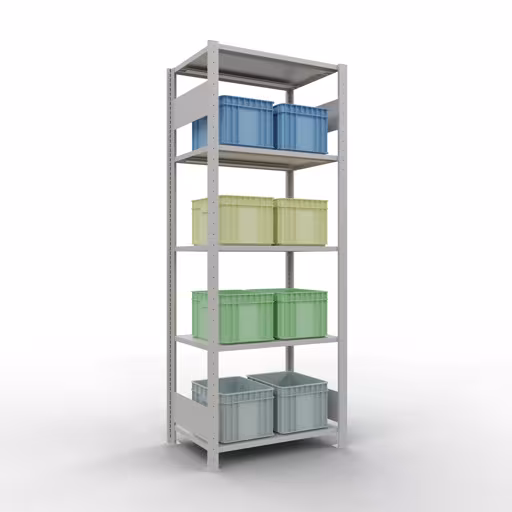 Grundregal, Fachbodenregal Stecksystem MULTIplus150, 2000 x 750 x 500 mm (HxBxT), 5 Fachböden, Längenriegel, RAL 7035 lichtgrau aus der Kategorie Grundregal mit der GTIN 4004514292988 Grundregal, Fachbodenregal Stecksystem MULTIplus150, 2000 x 750 x 500 mm (HxBxT), 5 Fachböden, Längenriegel, RAL 7035 lichtgrau von der Marke Schulte Lagertechnik aus der Produktreihe Stecksystem