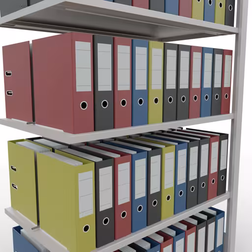 Abbildung Nr 16 des Artikels Anbauregal, Büro-Fachbodenregal Stecksystem MULTIplus150, 1800 x 1000 x 600 mm (HxBxT), 5 Fachböden, Längenriegel, mit Mittelanschlag, lichtgrau aus der Produktgruppe Büroregale von der Marke Schulte Lagertechnik