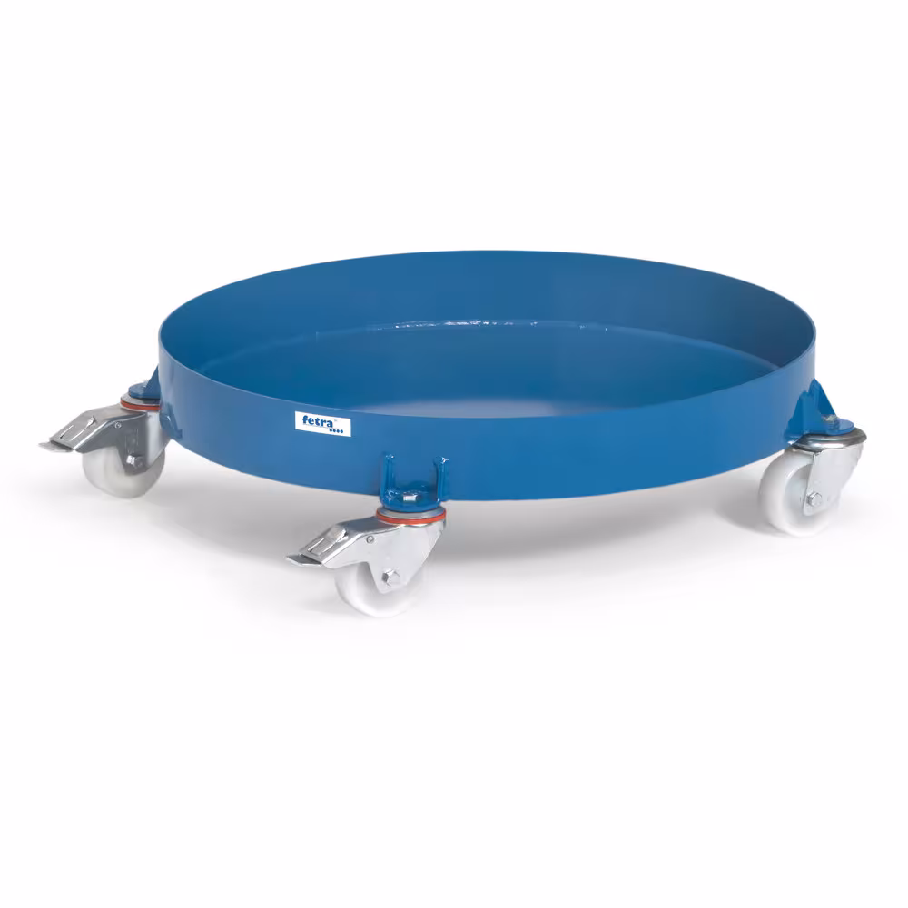 Fassroller 1361 für stehenden Transport von 200-Liter Stahlblechfässern, verschweißte Stahlkonstruktion, pulverbeschichtet brillantblau RAL 5007 mit der Artikelnr. 1361 Fassroller 1361 für stehenden Transport von 200-Liter Stahlblechfässern, verschweißte Stahlkonstruktion, pulverbeschichtet brillantblau RAL 5007 von Fetra aus der Kategorie Transportsysteme