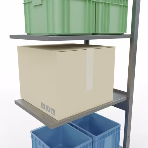 Zusatzbild des Artikels Anbauregal, Fachbodenregal Stecksystem MULTIplus150, 2500 x 750 x 500 mm (HxBxT), 6 Fachböden, Längenriegel, verzinkt Zusatzbild des Artikels Anbauregal, Fachbodenregal Stecksystem MULTIplus150, 2500 x 750 x 500 mm (HxBxT), 6 Fachböden, Längenriegel, verzinkt aus Anbauregal