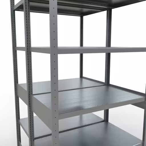 Produktbild Nr.15 des Artikels Grundregal, Doppelregal, Fachbodenregal Stecksystem MULTIplus250, 2500 x 1000 x (2x600) mm (HxBxT), 2x6 Fachböden, Längenriegel, verzinkt aus der Produktreihe Fachbodenregale von der Marke Schulte Lagertechnik