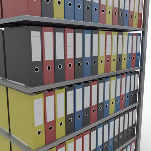 Zusatzbild des Artikels Anbauregal, Büro-Fachbodenregal Stecksystem MULTIplus150, 2300 x 1300 x 600 mm (HxBxT), 7 Fachböden, Längenriegel, verzinkt, mit Mittelanschlag aus Stecksystem