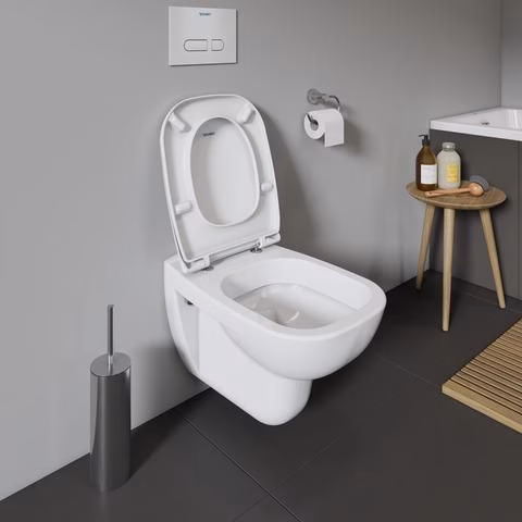 Abattant de toilette blanc D-Code sans mécanisme de fermeture amortie, charnières en acier inoxydable, 430 x 360 x 40 mm, DURAVIT