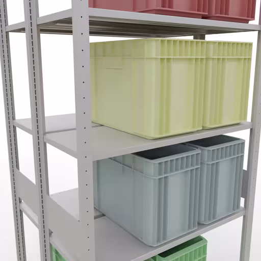 Andere Ansicht des Artikels Grundregal, Doppelregal, Fachbodenregal Stecksystem MULTIplus150, 3000 x 1000 x (2x400) mm (HxBxT), 2x7 Fachböden, Längenriegel, RAL 7035 lichtgrau Andere Ansicht des Artikels Grundregal, Doppelregal, Fachbodenregal Stecksystem MULTIplus150, 3000 x 1000 x (2x400) mm (HxBxT), 2x7 Fachböden, Längenriegel, RAL 7035 lichtgrau aus der Kategorie Fachbodenregale