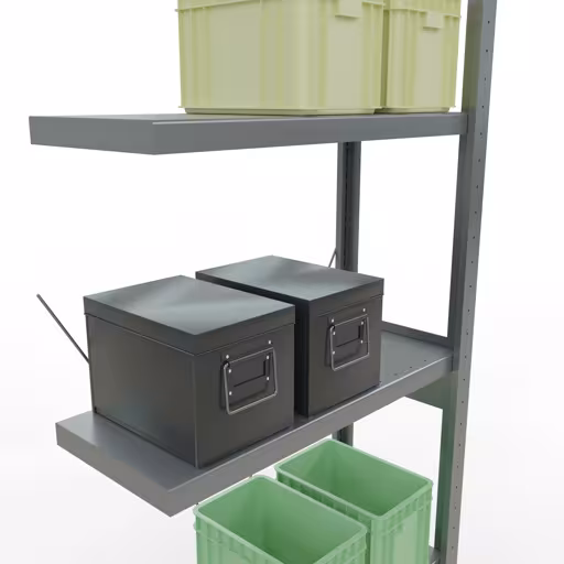 Anbauregal, Fachbodenregal Stecksystem MULTIplus250, 2500 x 750 x 300 mm (HxBxT), 6 Fachböden, Kreuzstrebe, verzinkt mit der GTIN 4004514282323 Anbauregal, Fachbodenregal Stecksystem MULTIplus250, 2500 x 750 x 300 mm (HxBxT), 6 Fachböden, Kreuzstrebe, verzinkt von Schulte Lagertechnik mit der Artikelnr. 12936-75