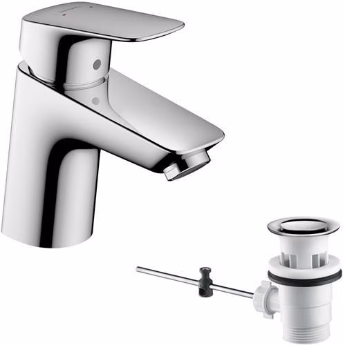 Detailbild 3994411 Hansgrohe Einhebel-Waschtischmischer LOGIS 70 Nennweite 15 mit Zugstangen-Ablaufgarnitur G 1 1/4 Zoll chrom