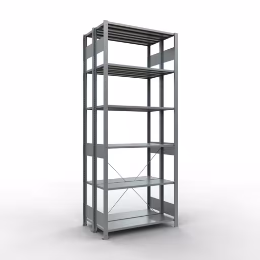 Grundregal, Doppelregal, Fachbodenregal Stecksystem MULTIplus150, 2500 x 1000 x (2x300) mm (HxBxT), 2x6 Fachböden, Kreuzstrebe, verzinkt aus der Kategorie Doppelregale mit der Artikelnummer 13731