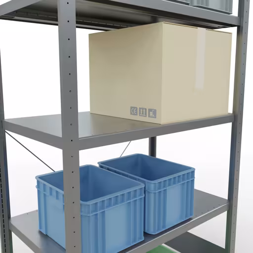 Produktbild Nr 12 des Artikels Grundregal, Fachbodenregal Stecksystem MULTIplus330, 2000 x 1000 x 600 mm (HxBxT), 5 Fachböden, Kreuzstrebe, verzinkt Abbildung Nr 12 des Artikels Grundregal, Fachbodenregal Stecksystem MULTIplus330, 2000 x 1000 x 600 mm (HxBxT), 5 Fachböden, Kreuzstrebe, verzinkt aus der Produktgruppe Stecksystem von der Marke Schulte Lagertechnik