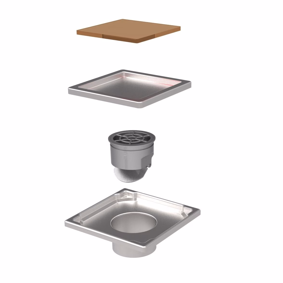 Ohne Text 3963721 Mert Flach Bodenablauf mit gehärtetem Glas Abdeckung Beige