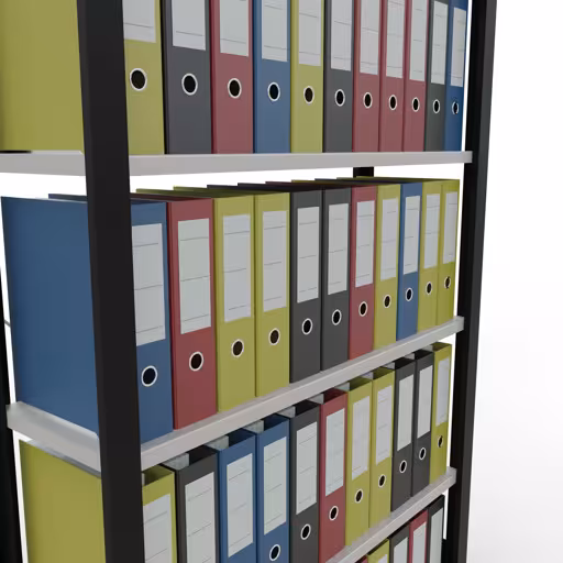 Produktbild Nr 11 des Artikels Grundregal, Büro-Fachbodenregal Stecksystem MULTIplus85, 2000 x 1000 x 300 mm (HxBxT), 6 Fachböden, Kreuzstrebe, ohne Anschlagleiste, schwarz/lichtgrau Abbildung Nr 11 des Artikels Grundregal, Büro-Fachbodenregal Stecksystem MULTIplus85, 2000 x 1000 x 300 mm (HxBxT), 6 Fachböden, Kreuzstrebe, ohne Anschlagleiste, schwarz/lichtgrau aus der Produktgruppe Büroregale von der Marke Schulte Lagertechnik