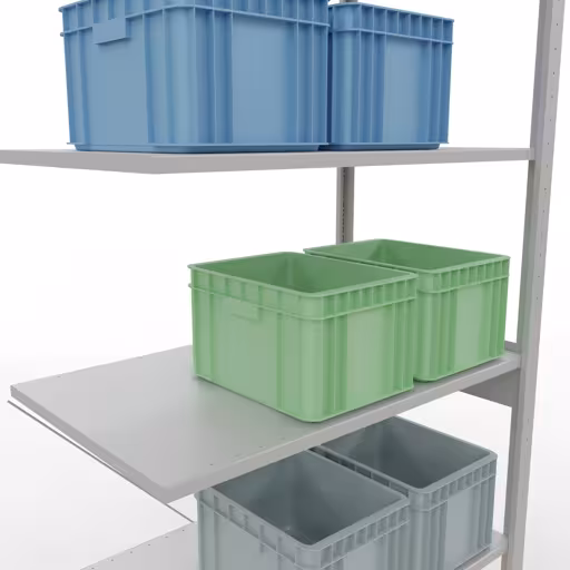 Abbildung Nr 11 des Artikels Anbauregal, Fachbodenregal Stecksystem MULTIplus85, 2500 x 1000 x 600 mm (HxBxT), 6 Fachböden, Kreuzstrebe, RAL 7035 lichtgrau aus der Produktgruppe Stecksystem von der Marke Schulte Lagertechnik