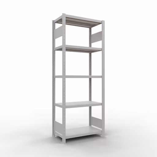 Grundregal, Fachbodenregal Stecksystem MULTIplus250, 2000 x 750 x 400 mm (HxBxT), 5 Fachböden, Längenriegel, RAL 7035 lichtgrau aus der Kategorie Grundregal mit der Artikelnummer 32840-75-LR