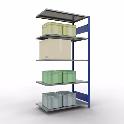 Produktbild Nr 12 des Artikels Anbauregal, Fachbodenregal Stecksystem MULTIplus85, 2000 x 1000 x 600 mm (HxBxT), 5 Fachböden, Längenriegel, RAL 5010 enzianblau Abbildung Nr 12 des Artikels Anbauregal, Fachbodenregal Stecksystem MULTIplus85, 2000 x 1000 x 600 mm (HxBxT), 5 Fachböden, Längenriegel, RAL 5010 enzianblau aus der Produktgruppe Stecksystem von der Marke Schulte Lagertechnik
