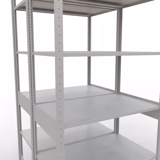 Andere Ansicht des Artikels Grundregal, Doppelregal, Fachbodenregal Stecksystem MULTIplus150, 2500 x 1000 x (2x600) mm (HxBxT), 2x6 Fachböden, Längenriegel, RAL 7035 lichtgrau Andere Ansicht des Artikels Grundregal, Doppelregal, Fachbodenregal Stecksystem MULTIplus150, 2500 x 1000 x (2x600) mm (HxBxT), 2x6 Fachböden, Längenriegel, RAL 7035 lichtgrau aus der Kategorie Fachbodenregale
