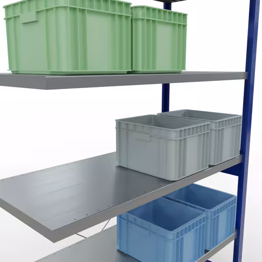 Produktbild Nr 13 des Artikels Anbauregal, Fachbodenregal Stecksystem MULTIplus250, 2500 x 1300 x 600 mm (HxBxT), 6 Fachböden, Kreuzstrebe, RAL 5010 enzianblau/verzinkt Abbildung Nr 13 des Artikels Anbauregal, Fachbodenregal Stecksystem MULTIplus250, 2500 x 1300 x 600 mm (HxBxT), 6 Fachböden, Kreuzstrebe, RAL 5010 enzianblau/verzinkt aus der Produktgruppe Stecksystem von der Marke Schulte Lagertechnik