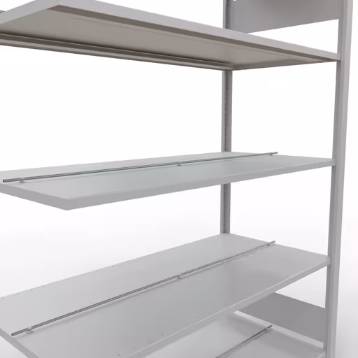Abbildung Nr 9 des Artikels Anbauregal, Büro-Fachbodenregal Stecksystem MULTIplus150, 1800 x 1300 x 600 mm (HxBxT), 5 Fachböden, Längenriegel, mit Mittelanschlag, lichtgrau aus der Produktgruppe Büroregale von der Marke Schulte Lagertechnik