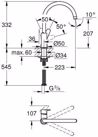 GROHE Einhand-Spültischbatterie BauEdge 31367 hoher Auslauf chrom