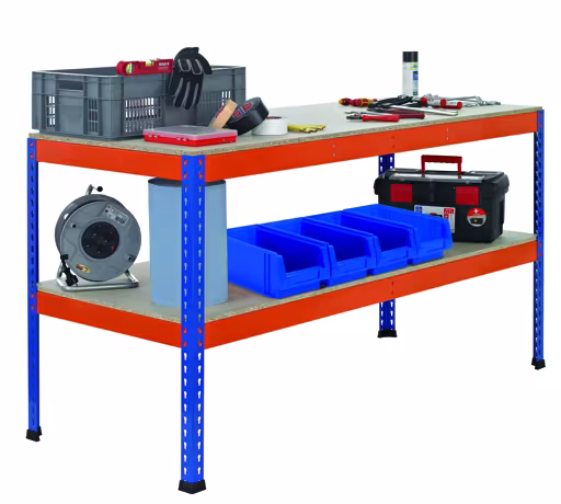 Z1-Packtisch mit Lagerebene, 990 x 1536 x 1230 mm, blau/orange aus der Kategorie Packtische mit der Artikelnummer 18000-A6