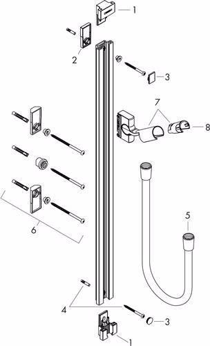 Technische Zeichnung 3985361 Hansgrohe Brausestange RAINDANCE UNICA S 900 mm chrom