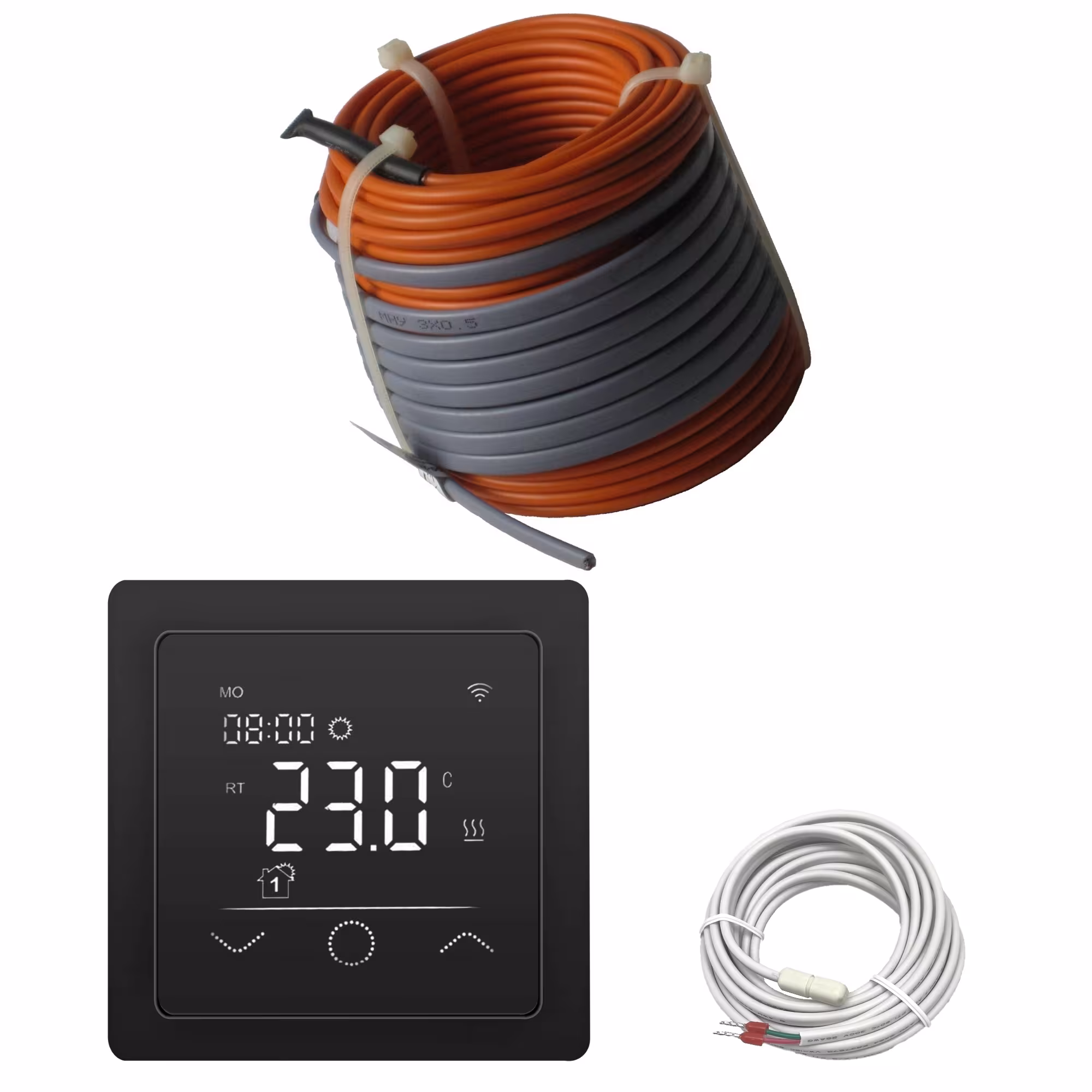 HoWaTech Profi Elektrische Fußbodenheizung | Set mit Heizdraht und WiFi Regler Touch schwarz aus der Kategorie Elektrische Fußbodenheizung
