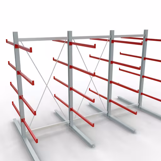 K 6000 Komplettregal, doppelseitig, 3000 x 4500 x 2x 1250 mm, RAL 7001 / RAL 3000, 5 Lagerebenen aus der Kategorie K6000 für schwere Güter mit der Artikelnummer 28723