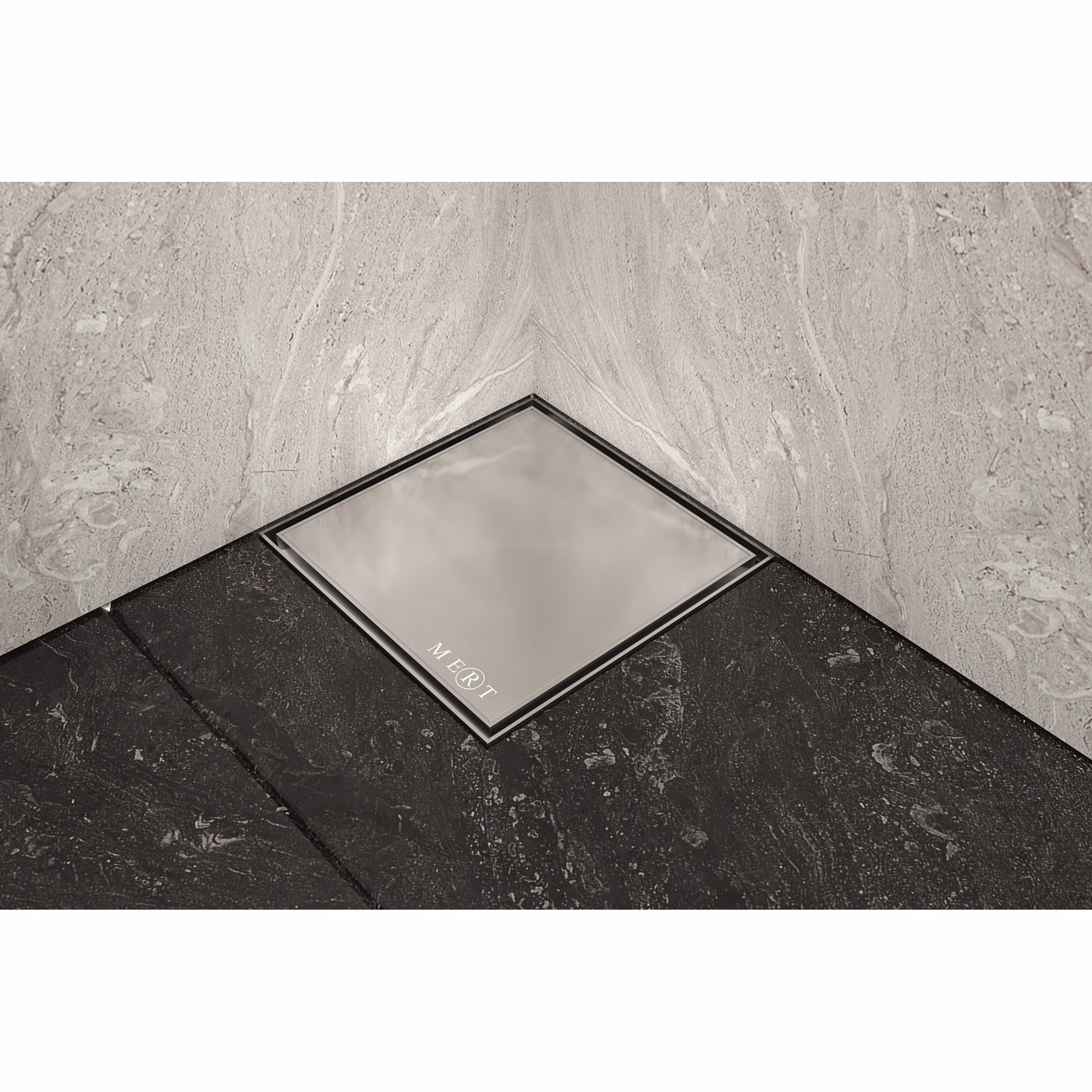 Mert Ultra Flach 20x20 cm Bodenablauf Design „Edel“, Ablauf DIN 50