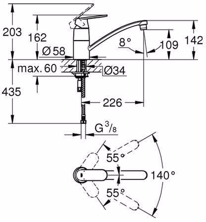 GROHE Einhand-Spültischbatterie Eurosmart C 32842 flacher Auslauf chrom