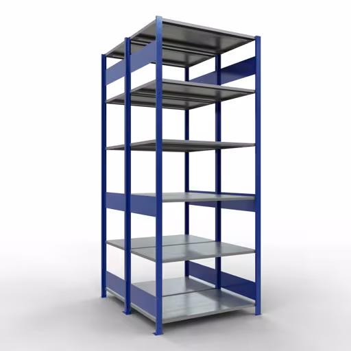 Grundregal, Doppelregal, Fachbodenregal Stecksystem MULTIplus150, 2500 x 1000 x (2x600) mm (HxBxT), 2x6 Fachböden, Längenriegel, RAL 5010 enzianblau von der Marke Schulte Lagertechnik Grundregal, Doppelregal, Fachbodenregal Stecksystem MULTIplus150, 2500 x 1000 x (2x600) mm (HxBxT), 2x6 Fachböden, Längenriegel, RAL 5010 enzianblau aus der Kategorie Doppelregale mit der Artikelnummer 33161-B