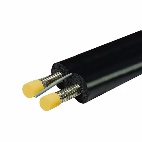 Solar- Edelstahlwellrohr, Doppelwellrohr, 2in2 , mit Isolierung, Fühlerkabel und Verschraubungsset 4 x 4 x 4, DN16 - DN20, 15m, 20m und 25m Typ Länge: 25 Meter aus der Kategorie Edelstahlwellrohre mit der Artikelnr. FP02-PVC2-20025