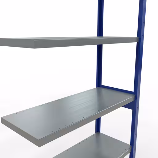 Abbildung Nr 11 des Artikels Anbauregal, Fachbodenregal Stecksystem MULTIplus330, 2500 x 1000 x 400 mm (HxBxT), 6 Fachböden, Längenriegel, RAL 5010 enzianblau/verzinkt aus der Produktgruppe Stecksystem von der Marke Schulte Lagertechnik