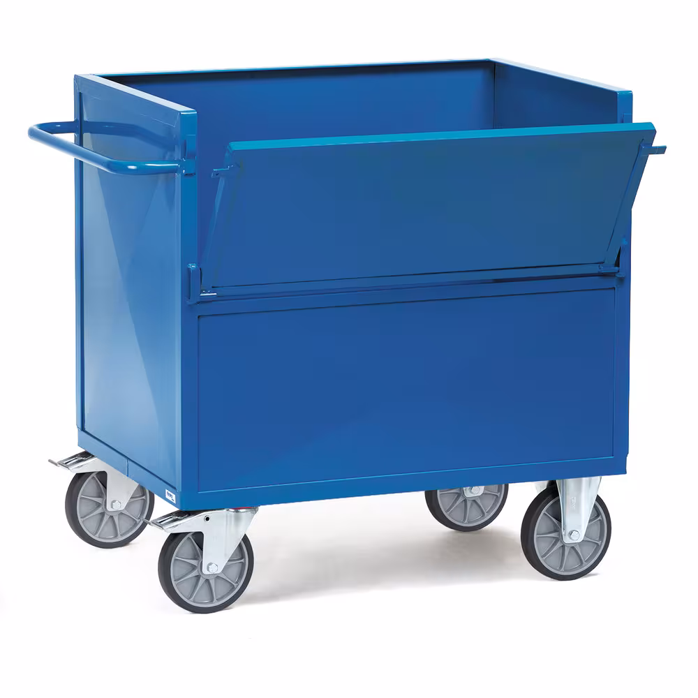 Stahlblechkastenwagen Stahlrohr und Profilstahl geschweißt, pulverbeschichtet blau RAL 5007 von Fetra Stahlblechkastenwagen Stahlrohr und Profilstahl geschweißt, pulverbeschichtet blau RAL 5007 aus der Kategorie Etagenwagen