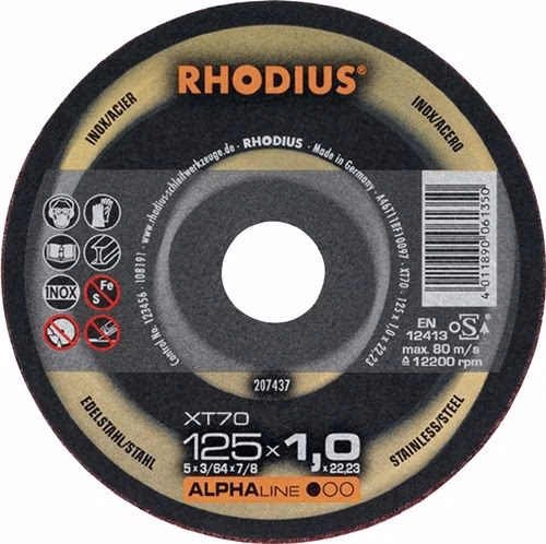 Trennscheibe XT70 D125x1mm gerade INOX Bohrung 22,23 mm RHODIUS aus der Kategorie Trennscheiben mit der Teilenummer 4000843731