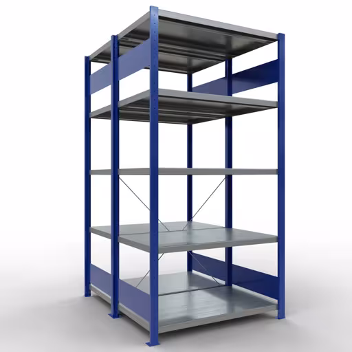 Grundregal, Doppelregal, Fachbodenregal Stecksystem MULTIplus250, 2000 x 1000 x (2x600) mm (HxBxT), 2x5 Fachböden, Kreuzstrebe, RAL 5010 enzianblau von der Marke Schulte Lagertechnik Grundregal, Doppelregal, Fachbodenregal Stecksystem MULTIplus250, 2000 x 1000 x (2x600) mm (HxBxT), 2x5 Fachböden, Kreuzstrebe, RAL 5010 enzianblau aus der Kategorie Doppelregale mit der Artikelnummer 32160-G-B