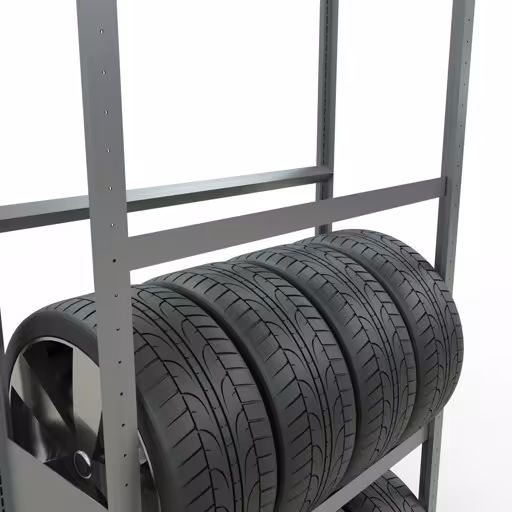 Produktbild Nr 13 des Artikels Grundregal, Räder-/Reifenregal, 2750 x 1050 x 400 mm (HxBxT), verzinkt, 4 Lagerebenen á 150 kg Fachlast pro Ebene Abbildung Nr 13 des Artikels Grundregal, Räder-/Reifenregal, 2750 x 1050 x 400 mm (HxBxT), verzinkt, 4 Lagerebenen á 150 kg Fachlast pro Ebene aus der Produktgruppe Fachbodenregale von der Marke Schulte Lagertechnik