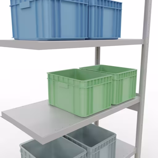 Produktbild Nr 13 des Artikels Anbauregal, Fachbodenregal Stecksystem MULTIplus330, 2500 x 1000 x 500 mm (HxBxT), 6 Fachböden, Kreuzstrebe, RAL 7035 lichtgrau Abbildung Nr 13 des Artikels Anbauregal, Fachbodenregal Stecksystem MULTIplus330, 2500 x 1000 x 500 mm (HxBxT), 6 Fachböden, Kreuzstrebe, RAL 7035 lichtgrau aus der Produktgruppe Stecksystem von der Marke Schulte Lagertechnik