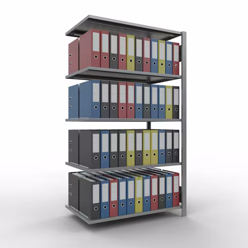 Abbildung Nr 8 des Artikels Anbauregal, Büro-Fachbodenregal Stecksystem MULTIplus150, 1800 x 1000 x 600 mm (HxBxT), 5 Fachböden, Längenriegel, verzinkt, ohne Mittelanschlag aus der Produktgruppe Büroregale von der Marke Schulte Lagertechnik