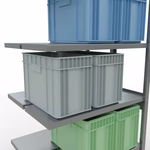 Anbauregal, Doppelregal, Fachbodenregal Stecksystem MULTIplus250, 2500 x 1000 x (2x400) mm (HxBxT), 2x6 Fachböden, Längenriegel, verzinkt mit der GTIN 4004514262059 Anbauregal, Doppelregal, Fachbodenregal Stecksystem MULTIplus250, 2500 x 1000 x (2x400) mm (HxBxT), 2x6 Fachböden, Längenriegel, verzinkt von Schulte Lagertechnik mit der Artikelnr. 17946