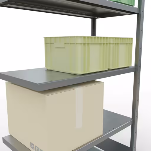 Abbildung Nr 12 des Artikels Anbauregal, Fachbodenregal Stecksystem MULTIplus330, 2000 x 1000 x 500 mm (HxBxT), 5 Fachböden, Längenriegel, verzinkt aus der Produktgruppe Stecksystem von der Marke Schulte Lagertechnik