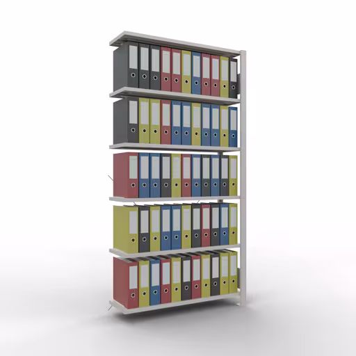 Abbildung Nr 14 des Artikels Anbauregal, Büro-Fachbodenregal Stecksystem MULTIplus85, 2000 x 1000 x 300 mm (HxBxT), 6 Fachböden, Kreuzstrebe, ohne Anschlagleiste, lichtgrau aus der Produktgruppe Büroregale von der Marke Schulte Lagertechnik