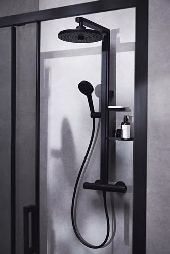 Ideal Standard CerathermAlu+ douchesysteem met douchethermostaat, 2 planchetten, handdouche met 2 functies en hoofddouche met 2 functies Silk Black