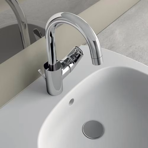 Ideal Standard Waschtischarmatur Ceraflex mit hohem Auslauf mit Ablaufgarnitur Ausladung 146 mm chrom