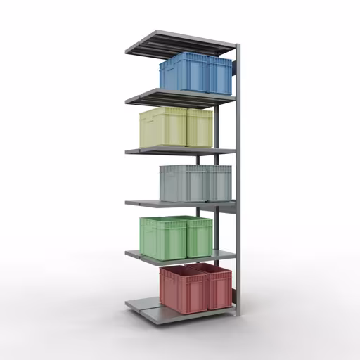 Anbauregal, Doppelregal, Fachbodenregal Stecksystem MULTIplus250, 3000 x 1000 x (2x400) mm (HxBxT), 2x7 Fachböden, Längenriegel, verzinkt mit der GTIN 4058255035632 Anbauregal, Doppelregal, Fachbodenregal Stecksystem MULTIplus250, 3000 x 1000 x (2x400) mm (HxBxT), 2x7 Fachböden, Längenriegel, verzinkt von Schulte Lagertechnik mit der Artikelnr. 17947