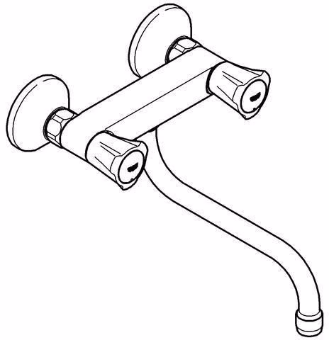 GROHE 2-Griff-Spültischbatterie Costa 31187 DN 15 Wandmontage chrom